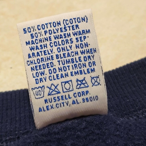 VTG 90s Russell Athletic Mens 2XL Striped Colorblock Crewneck Sweatshirt USA - Picture 4 of 10